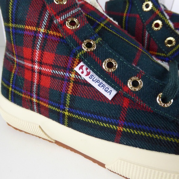 Superga Tartan Plaid Fleece Lined High Top Sneaker - Picture 2 of 8